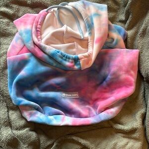 Velour Dog Hoodie - Pink and Blue Tie-Dye